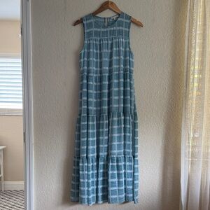 Moon River Sleeveless aqua  Checked Maxi Dress